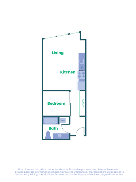 a floor plan of a room with a bedroom and a bathroom